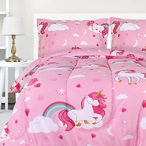 Utopia Bedding All Season Unicorn Comforter Set with 2 Pillow Cases - 3 Piece Soft Brushed Microfiber Kids Bedding Set for Boys/Girls – Machine Washable (Twin/Twin XL)