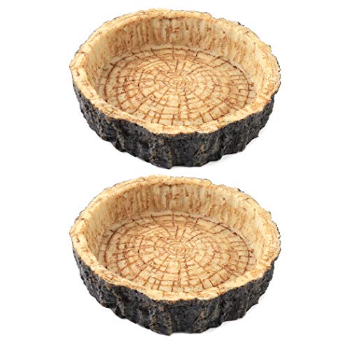 CalPalmy 2 Pack Reptile Water and Food Bowls, Novelty Food Bowl for Lizards, Young Bearded Dragons, Small Snakes and More - Made from BPA-Free Plastic