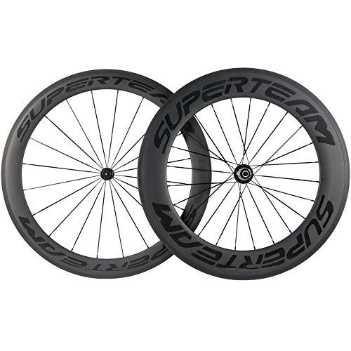 Superteam 700c Carbon Bicycle Wheel Front 60mm Rear 88mm Clincher Wheelset with Transparent Decal