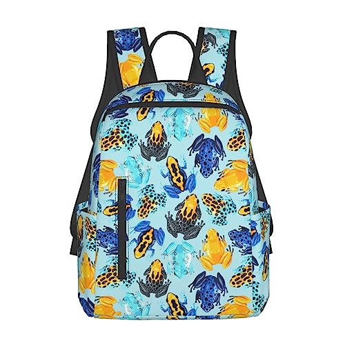 Funny and Lightweight Backpack Compatible with Colorful Tropical Frogs for Men Women Middle High, Anti-Theft Travel Laptop Backpack Daypack for Hiking Picnic Camping