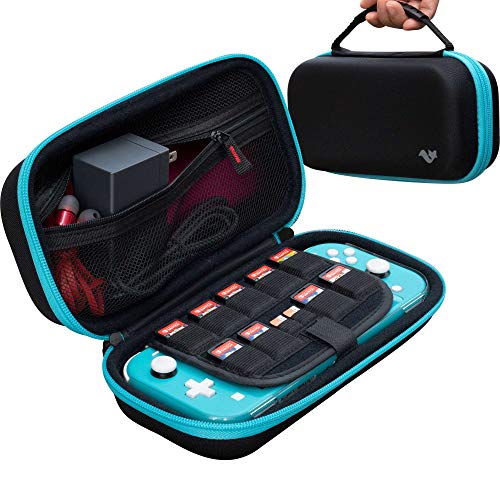 ButterFox Extra Large Carrying Case for Nintendo Switch Lite, Fits Charger, Compatible with JETech Protective Case and Most Grips, Game and Accessories Storage (Turquoise Blue/Black)