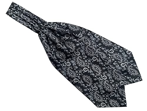 Men Paisley Silk Cravat Scarf Formal Ascot Black Grey Retro Silk Ties Stylish Textured Novelty Necktie For Groomsmen