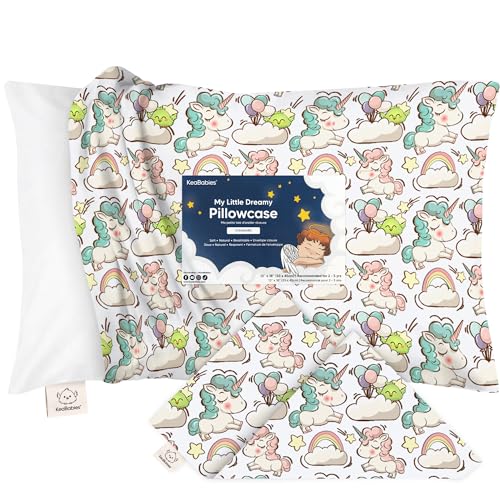 KeaBabies Toddler Pillowcase for 13X18 Pillow - Organic Toddler Pillow Case for Boy, Kids - 100% Natural Cotton Pillowcase for Miniature Sleepy Pillows - Pillow Sold Separately (Unicorn Dreams)