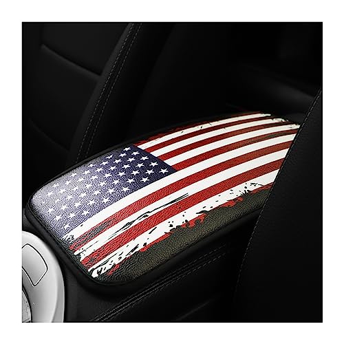 American Flag Center Console Pad, Auto Armrest Seat Box Cover for Women Men, Polyester Decorative Cushion Protector Pad, Patriotic Car Interior Protection Accessories for Most Vehicle (Style B)