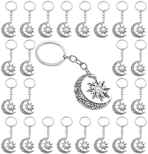 PHAETON 20PCS Moon and Sun keychain Moon keychain Sun Jewelry Pendant Moon and Sun keyring for Lover Gift