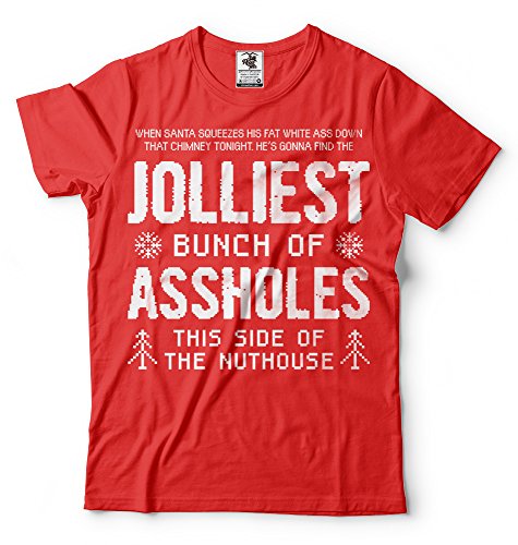 Jolliest Bunch of Assholes T-Shirt Funny Christmas Party Tee Shirt Tee Shirt Large Red