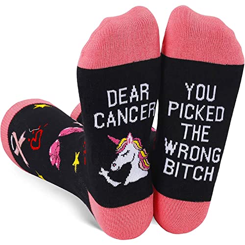 HAPPYPOP Breast Cancer Socks For Women Breast Cancer Awareness Socks Inspirational Socks Survivor Socks, Inspirational Gifts Breast Cancer Gifts Chemo Gifts