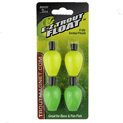 Trout Magnet E-Z Trout Float Fishing Bobbers, Easy Depth Adjustment, Ideal To Drift Small Lures Or Bait 4-Pack yellow