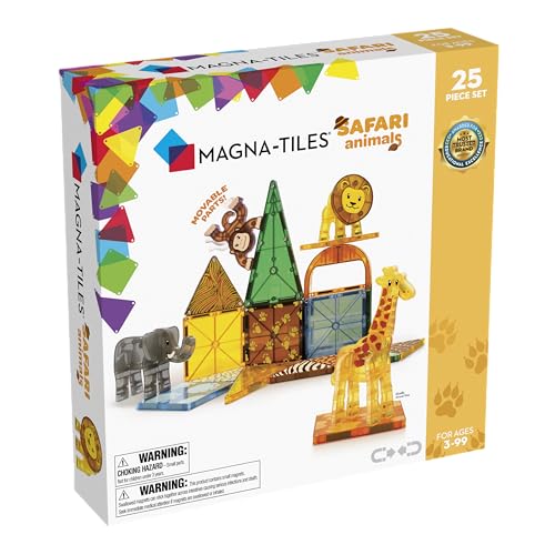 MAGNA-TILES Safari Animals 25-Piece Magnetic Construction Set, The ORIGINAL Magnetic Building Brand