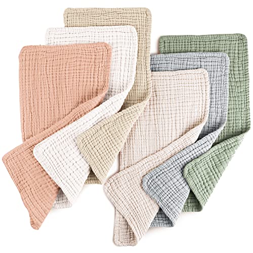 Konssy Muslin Baby Burp Cloths Sets for Unisex- 6 Pack Large 100% Cotton Burping Clothes for Newborn，Baby Girls and Boys