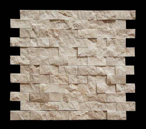 Botticino 1X2 Marble Split-Faced Mosaic Tile