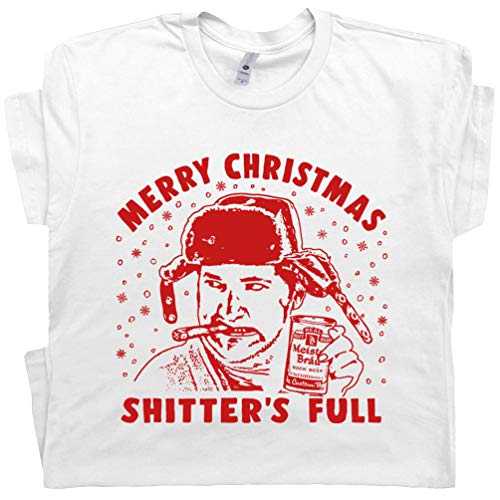 XXL - Shitters Full T Shirt Cousin Eddie Shirt Funny Christmas Vacation Shirts for Mens Womens Save The Neck for Me Clark Movie White