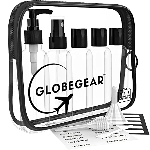 GLOBEGEAR TSA Approved Travel Bottles Leak Proof & Travel Size Containers for Toiletries Travel Kit with TSA Liquids Travel Bag (model GG2)