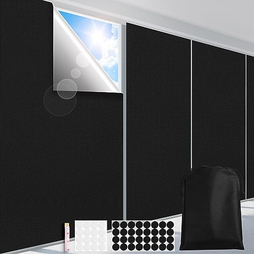 FADOTY 100% Blackout Curtains for Bedroom 118' x 57' Portable Blackout Shades Film No Drill Travel Blackout Blinds Sunblock Window Cover Black Out Curtains for Nursery Dorm Room Windows