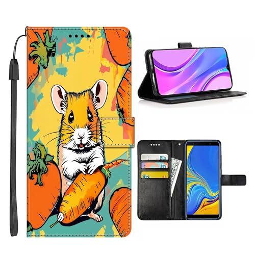 CHUANSHI Wallet Case for Moto E13 E20 E30 E40 E22 E22S E32 E 2020 X30 Pro X40 X40 Pro Hamster-AC4 Kickstand Card Slots Protective Multifunction