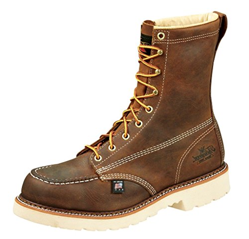 Thorogood American Heritage 8” Steel Toe Work Boots for Men - Full-Grain Leather with Moc Toe, Slip-Resistant Heel Outsole, and Comfort Insole; EH Rated, Trail Crazyhorse - 10.5 2E US