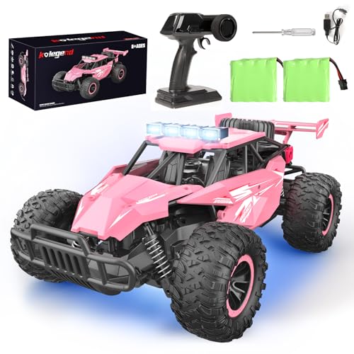 kolegend Remote Control Car for Girls 50+min Monster Trucks 20km/h 1:12 Scale 13 Inch All Terrains RC Truck with Flashing Chassis Lights Gift Toys for Girls Kids Boys