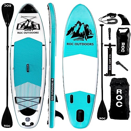 Roc Inflatable Stand Up Paddle Boards 10 ft 6 in with Premium SUP Paddle Board Accessories, Wide Stable Design, Non-Slip Comfort Deck for Youth & Adults (Teal, 10 Ft 6 in)