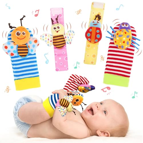 Bloobloomax Baby Rattles Toys for 0-12 Month, Infant Girl Boy Toys for Babies 3-6 Months, Newborn Hand & Foot Toys for 0 to 9 Months, Baby Shower Gifts Set with Wrist Rattle Socks