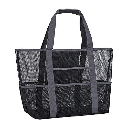 Mesh Beach Bag,Toy Tote Bag with Waterproof Inside Pockets for iPad,Lightweight & Foldable Mesh Tote Bag for Beach, Picnic