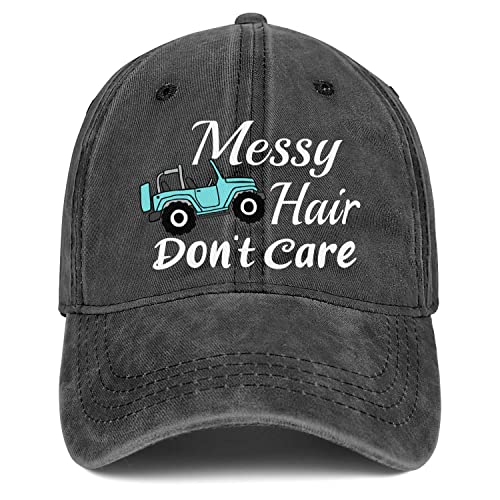 Messy Hair Don't Care Hat for Women Vintage Denim Cotton Buckle Adjustable Baseball Cap