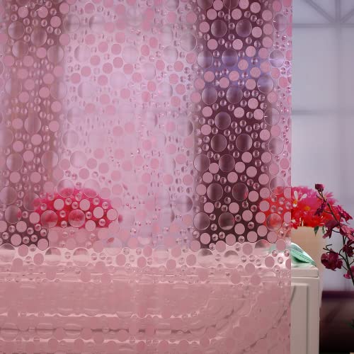 Ga-Geetopia EVA Pink Thin Shower Curtain Liner, Pebble Pattern 72x72 Inch Lightweight Plastic Bathroom Shower Showroom Inner Curtain with Rustproof Metal Grommets and Weighted Magnets(No Hooks)