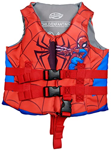 SwimWays Marvel Swim Trainer Life Jacket, US Coast Guard Approved Life Vest Kids Swim Vest, Pool Floats & Life Jackets for Kids 33-55 lbs, Spidey