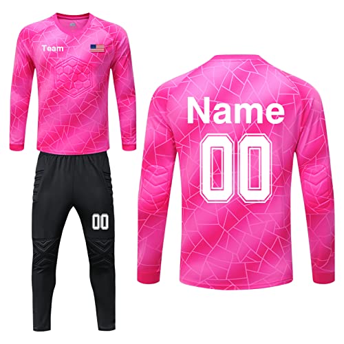Custom Soccer Goalie Jersey Youth Boys Padded with Name Number Team Logo Personalized Soccer Goal Jersey for Kid Adult