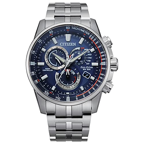 Citizen Men's Eco-Drive Sport Luxury PCAT Chronograph Watch in Stainless Steel, Blue Dial (Model: CB5880-54L)