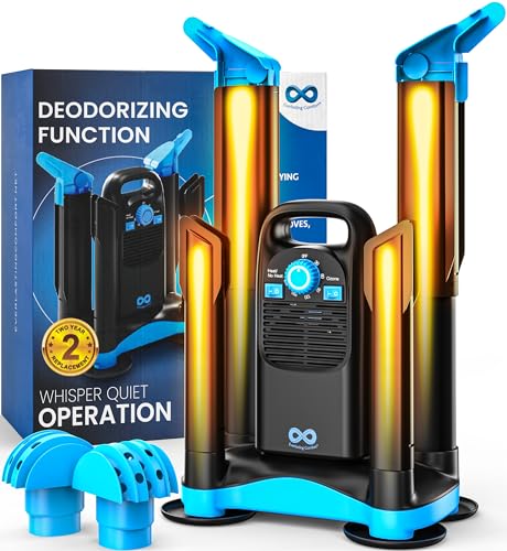 Everlasting Comfort  Heavy Duty Boot Dryer and Deodorizer - Hybrid Forced Air Speed Drying System Uses Room Temp Air, Warms, Then Circulates to Dry Shoes, Work Boots, Gloves, Hats Overnight