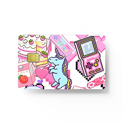 HK Studio Card Skin Sticker Kawaii Unicorn Pixel for EBT, Transportation, Key, Credit, Debit Card Skin - Protecting and Personalizing Bank Card - No Bubble, Slim, Waterproof, Digital-Printed