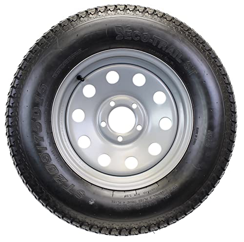 Trailer Tire On Rim ST205/75D15 F78-15 205/75-15 LRC 5 Lug Wheel Silver Mod - 2 Year Warranty w/Free Roadside