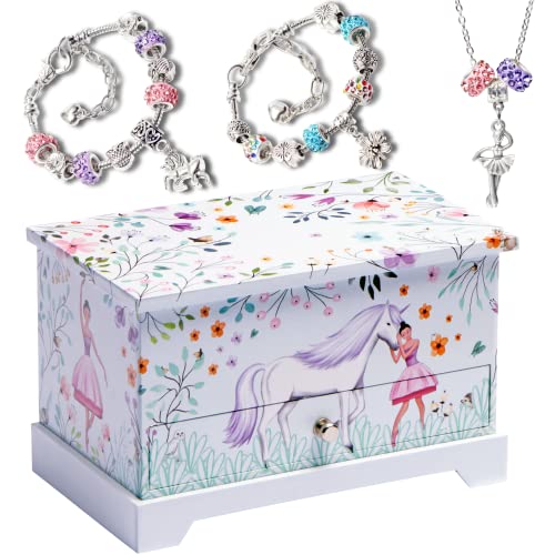 ABI + OLIE Ballerina Unicorn Jewelry Box for Girls & Little Girls Jewelry Box - Kids Jewelry Box and Girls Music Box - Musical Girls Jewelry Box Organizer - Music Boxes for Girls