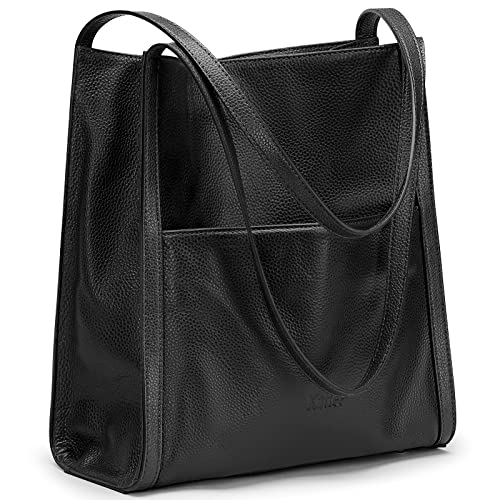 Kattee Women Shoulder Bag Genuine Leather Totes Purses and Handbags Medium Size, Black