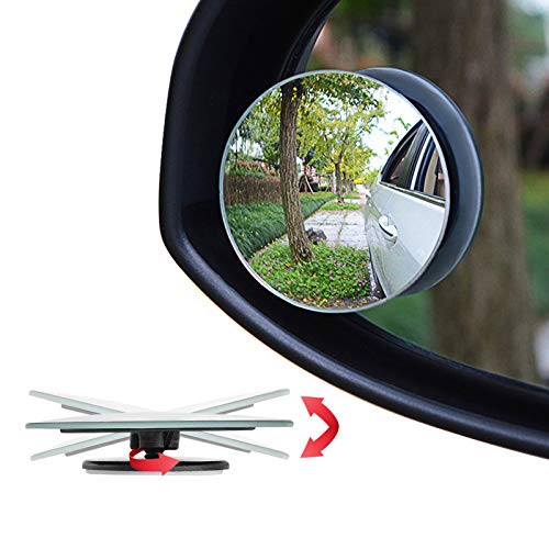 Ampper Upgrade 2' Round Blind Spot Mirrors, Adjustabe HD Glass Convex Wide Angle Rear View Car SUV Universal Fit Stick-On Lens, Pack of 4