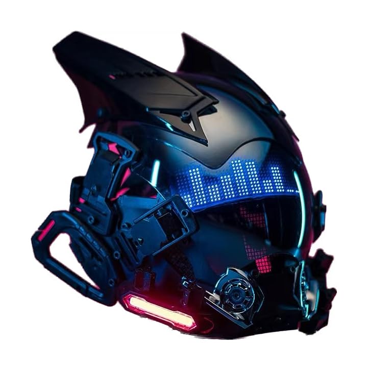 PDLING Cyberpunk Gothic Mask Helmet for Adult,Techwear mask, Halloween Cosplay Costume Accessory with LED Lamp, Futuristic Helmet