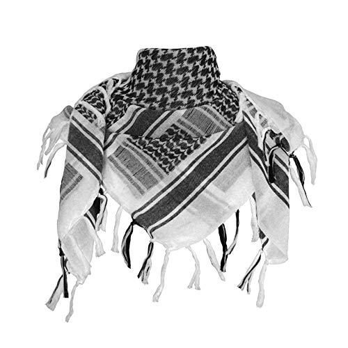 Explore Land Cotton Shemagh Tactical Desert Scarf Wrap (White)