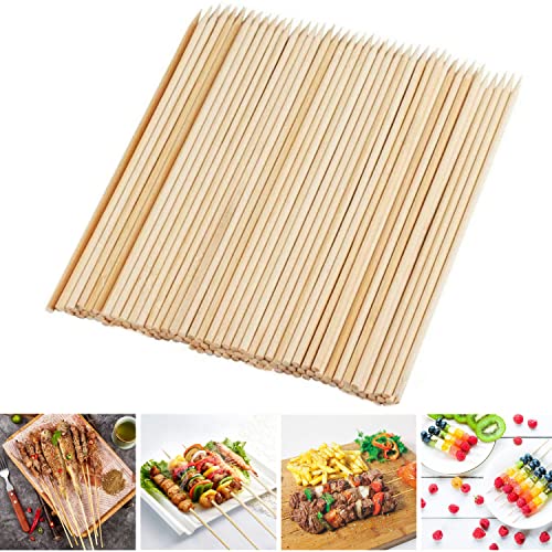 Bamboo Skewers, Fu Store 8 Inch Bamboo Sticks 100pcs BBQ Kabob Skewers,Grill, Appetizer, Fruit, Corn, Chocolate Fountain, Cocktail, Art, Set of 100 Pack