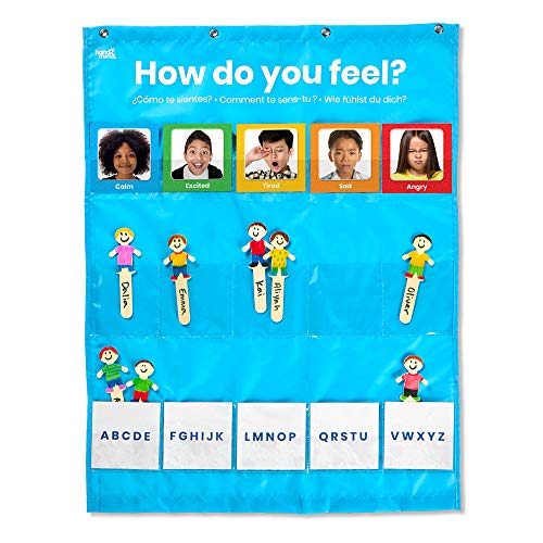 hand2mind Express Your Feelings Pocket Chart, Emotions Chart for Kids, Classroom Decorations for Preschool Teachers, Daycare Decor, Social Emotional Learning Activities, Calm Down Corner Supplies