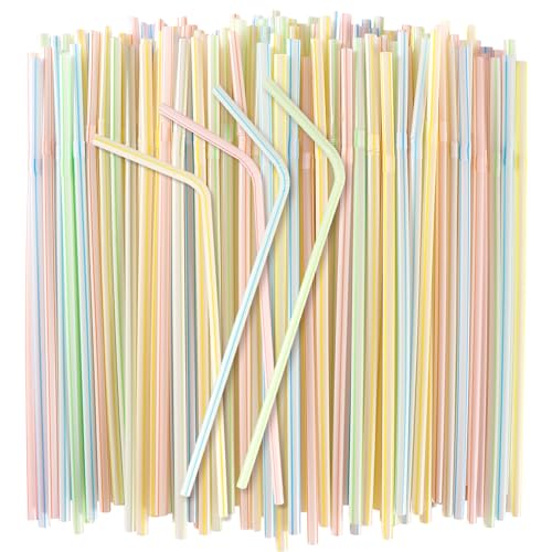 MAQIHAN 150PCS Disposable Plastic Drinking Straws - Flexible Drinking Straws Long Plastic Straws Drinking Straws Bendable Colorful PP Plastic Straws for Home Use Milk Juice Drinks