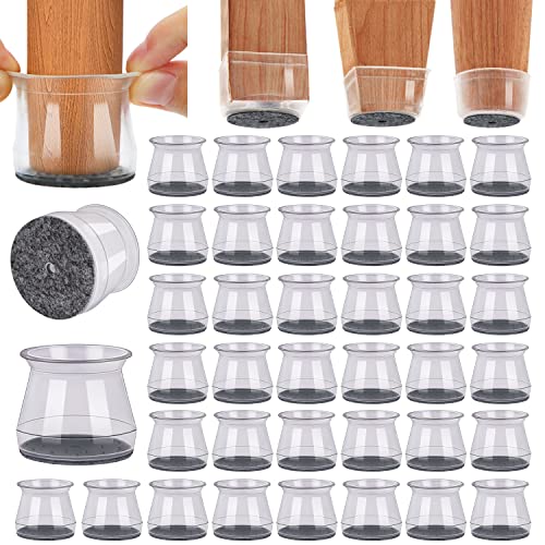 BUMACO 40Pcs Chair Leg Floor Protectors Chair Leg Protectors for Hardwood Floors Silicone Pads Covers to Protect Floors (Universal L Clear Fit 1.3'-2')