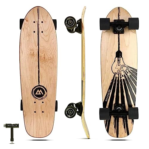 Magneto Complete Skateboard | 27.5' x 7.5' | Canadian Maple Wood | 60 MM Urethane Wheels | Double Kick Concave Deck | Kids Skateboard Cruiser Skateboards | Skateboard for Beginners, Teens & Adults