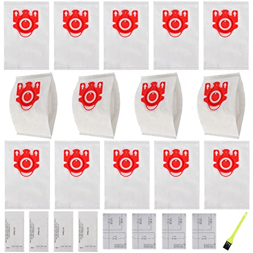 14 Packs Miele Vacuum Cleaner Bags Replacement for Miele Compact C1 Vacuum Bags Type FJM,Compact C1,Compact C2,S6000-S6999,S4000-S4999,S700,S500-S578 with 4 Motor Protection Filters,4 AirClean Filter