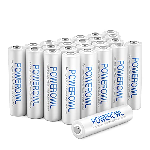 POWEROWL AAA Rechargeable Batteries 24 Pack, High Capacity Rechargeable AAA Batteries 1000mAh 1.2V NiMH Low Self Discharge