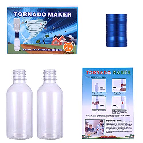 Waitahug Educational Experiment Science Toy Watertight Metal Tornado Connector Cyclone Tube, no Leak, Vortex Tornado Tube Connection Toy with Empty Bottles Suitable for Toys 4-12 Years Old (Blue)