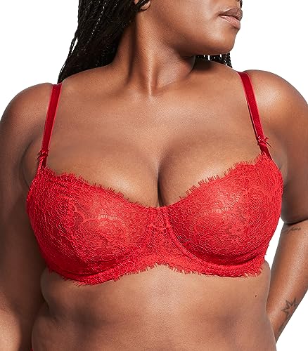 Victoria's Secret Dream Angels Wicked Lace Balconette Bra, Unlined, Lace, Bras for Women, Red (36C)