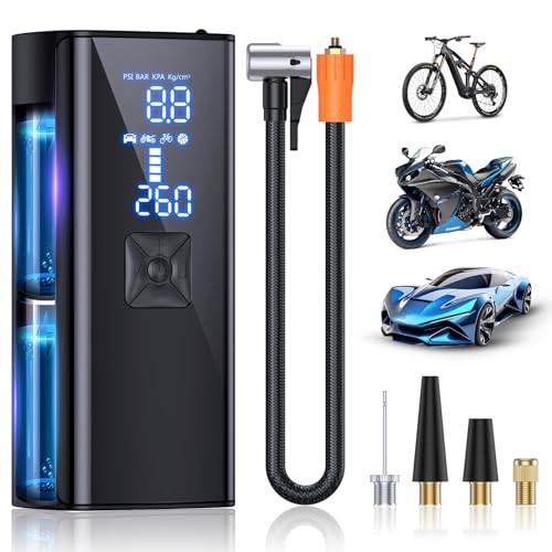 Tire Inflator Portable Air Compressor, 150PSI Portable Air Pump for Car Tires with 25000mAh Battery, 2X Faster Inflation Air Compressor with Digital Pressure Gauge for Car, Bike, Motorcycle, Ball