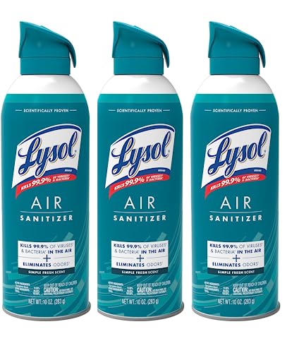 Lysol Air Sanitizer Spray, For Air Sanitization and Odor Elimination, Simple Fresh Scent, 10 Fl. Oz (Pack of 3)