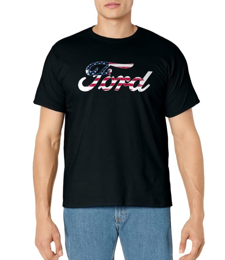 Ford Script American Flag Logo T-Shirt