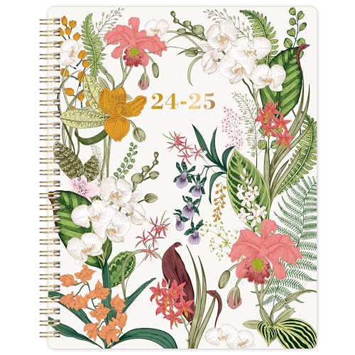 Planner 2024-2025 - Academic Planner 2024-2025, Jul. 2024 - Jun. 2025, 8' x 10', Weekly and Monthly Planner 2024-2025 with Printed Tabs, Flexible Cover with Thick Paper + Twin-Wire Binding - Floral